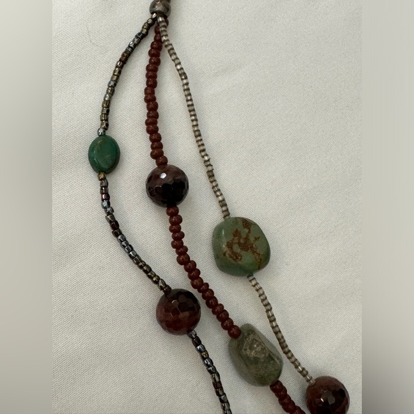 Peyote Bird .925 Sterling and Turquoise & faceted Bead layered Necklace 24” - Picture 3 of 6